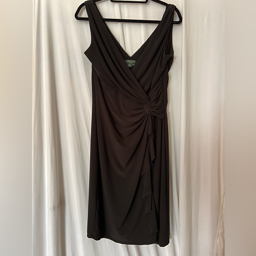 Ralph Lauren Black Draped V-Neck Maxi Dress